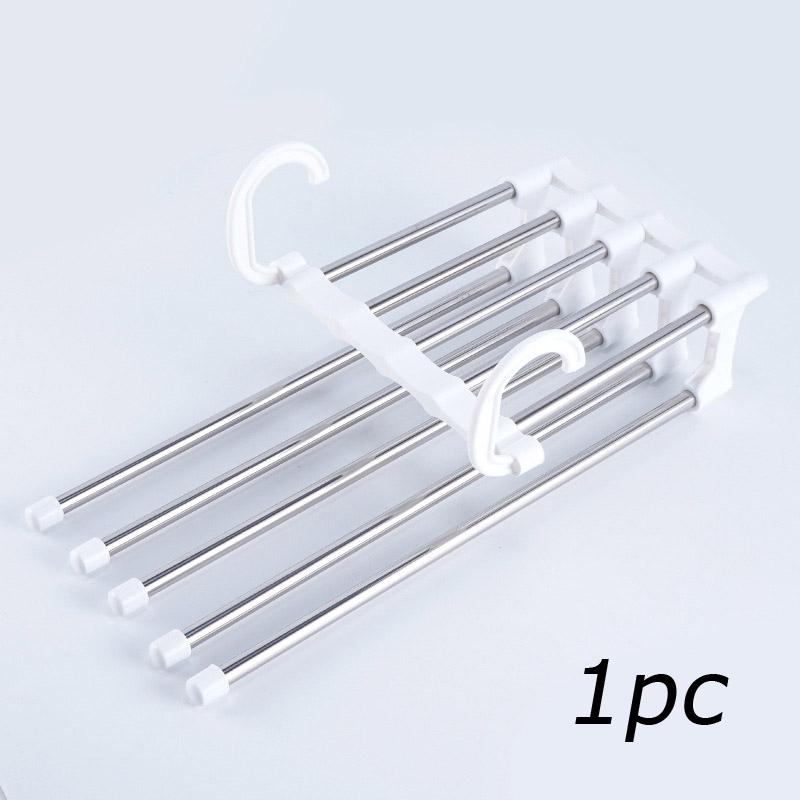 5 In 1 Magic Trouser Rack Hangers Stainless Steel Folding Pant Rack Tie Hanger Shelves Bedroom Closet Organizer Wardrobe Storage