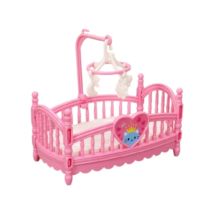 Кукольные домики Мини-кроватка Розовая Модель Игровые кукольные домики Набор мебели Включая кроватку Пластиковый дизайн