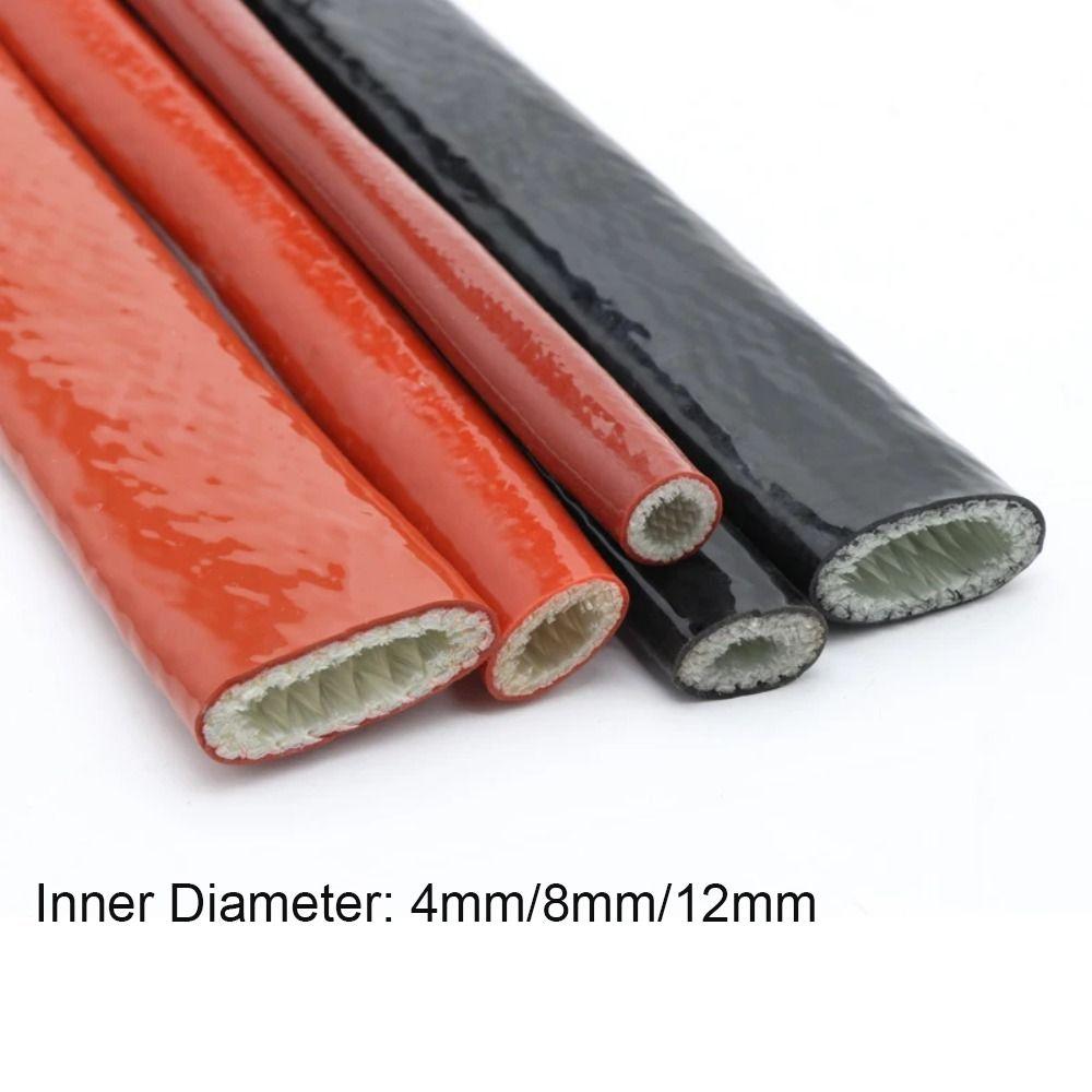 1M Fiberglass Insulation Heat Shielded Silicone Coated Fire Thermo Armor Tube  Electrical Wiring