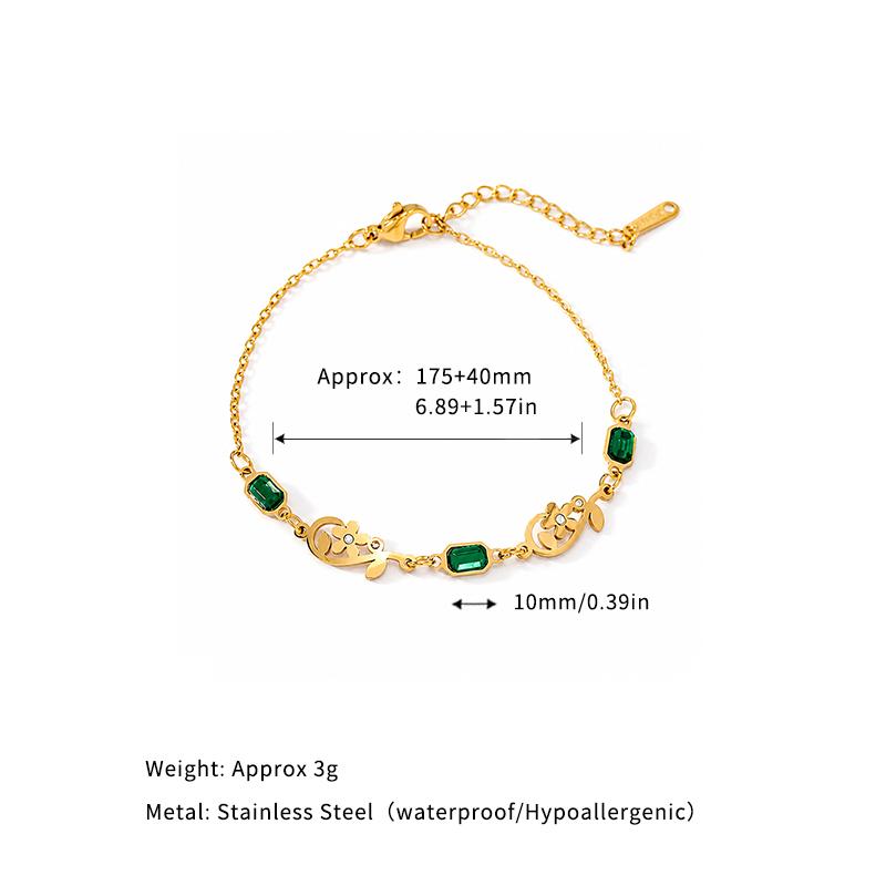 SA Jewelry Fine Chain Link Bracelet 18K Gold Plated Stainless Steel Flower Charm Openwork Waterproof Jewelry for Women Gift