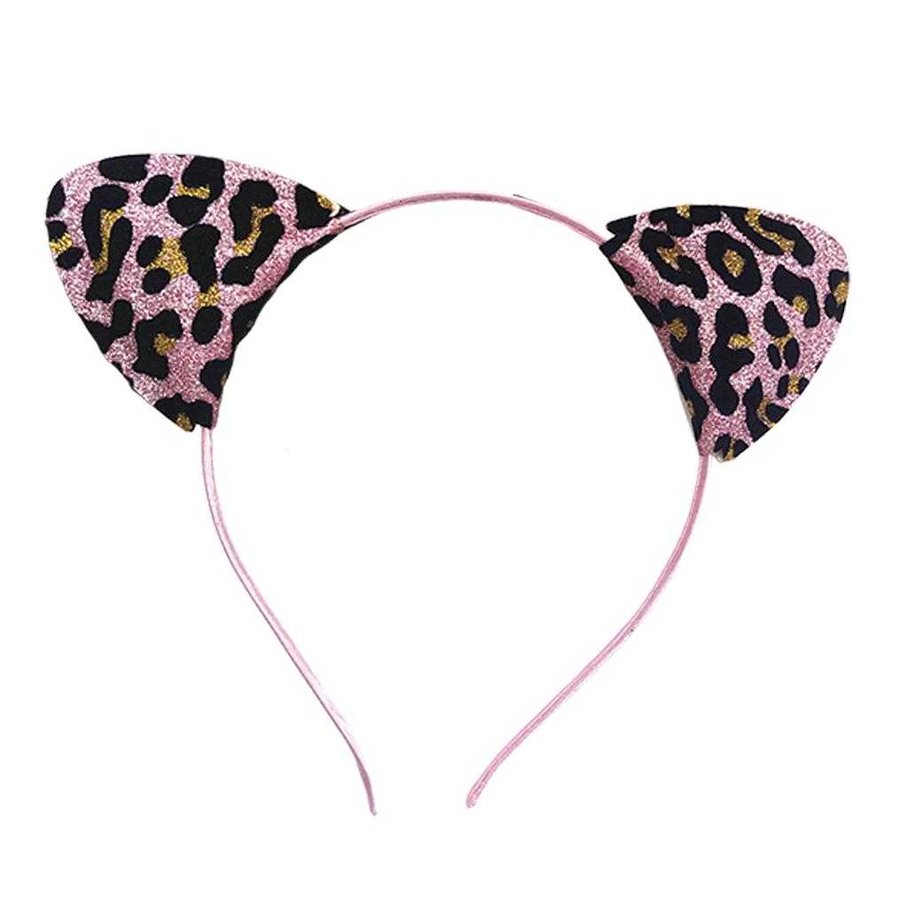 Leopard Pattern Cats Ear Headband for Women and Girl Costume Hairhoop Music Festival Holiday Party Gathering Hairband