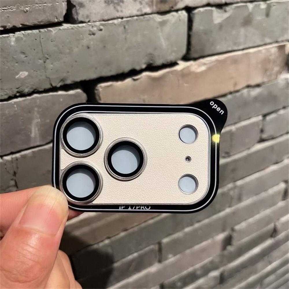 Leather Texture Aluminum Metal Ring Camera Lens Protector For IPhone 17 Pro Max HD Armor Anti Scratch Tempered Glass Film Case