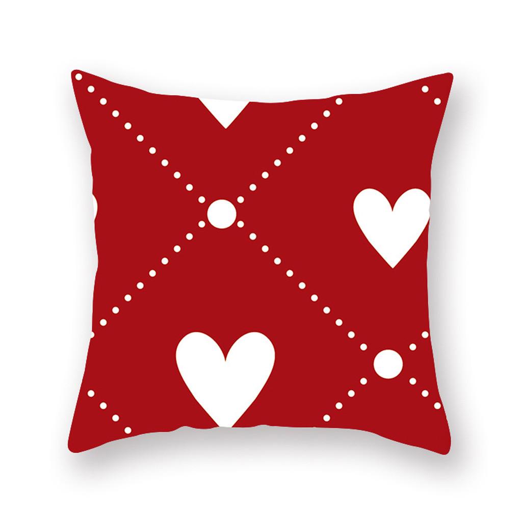 Red Love Printing Pattern Polyester Square Cushion Cover for Home Living Room Sofa Decoration Pillow Cover