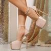 Design 2026 Summer Chunky Platform Peep Toe Women Sandals Fashion Sexy Thin High Heels Buckle Strap Stripper Prom Shoes