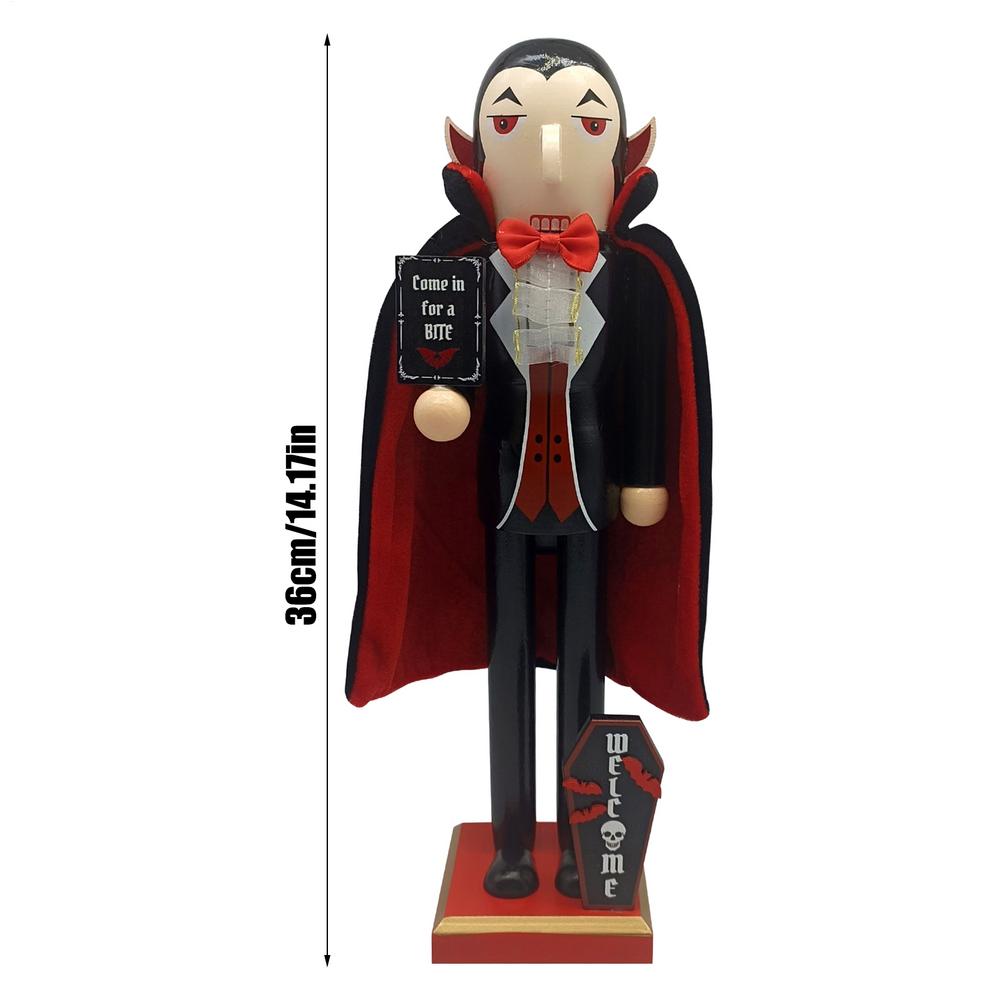 36cm Halloween Wooden Nutcracker Soldier Vampires Skeleton Figurines Halloween Nutcracker Ornament For Shelf Fireplace Party