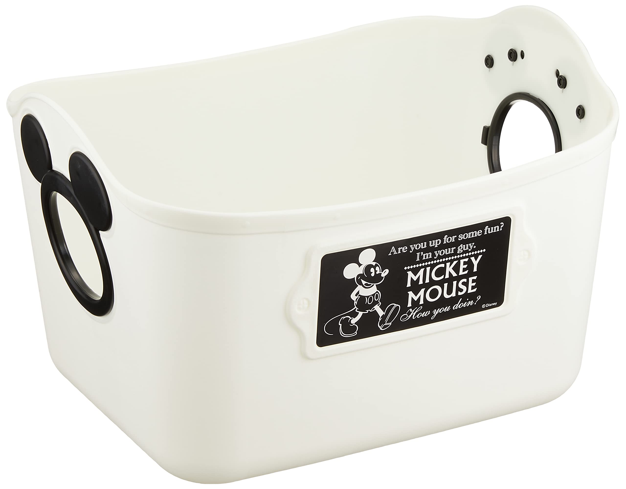 

Nishiki Kasei Mini Soft Bucket Storage BoxBasket, White, Disney Mickey Mouse Design, Made in Japan, SQ5AD, 25cm Wide x 19cm Deep x 16cm High