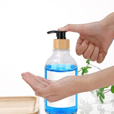 2Pcs 16 Oz Clear Soap Dispenser Set with Bamboo Pump Rust-proof Leak-free