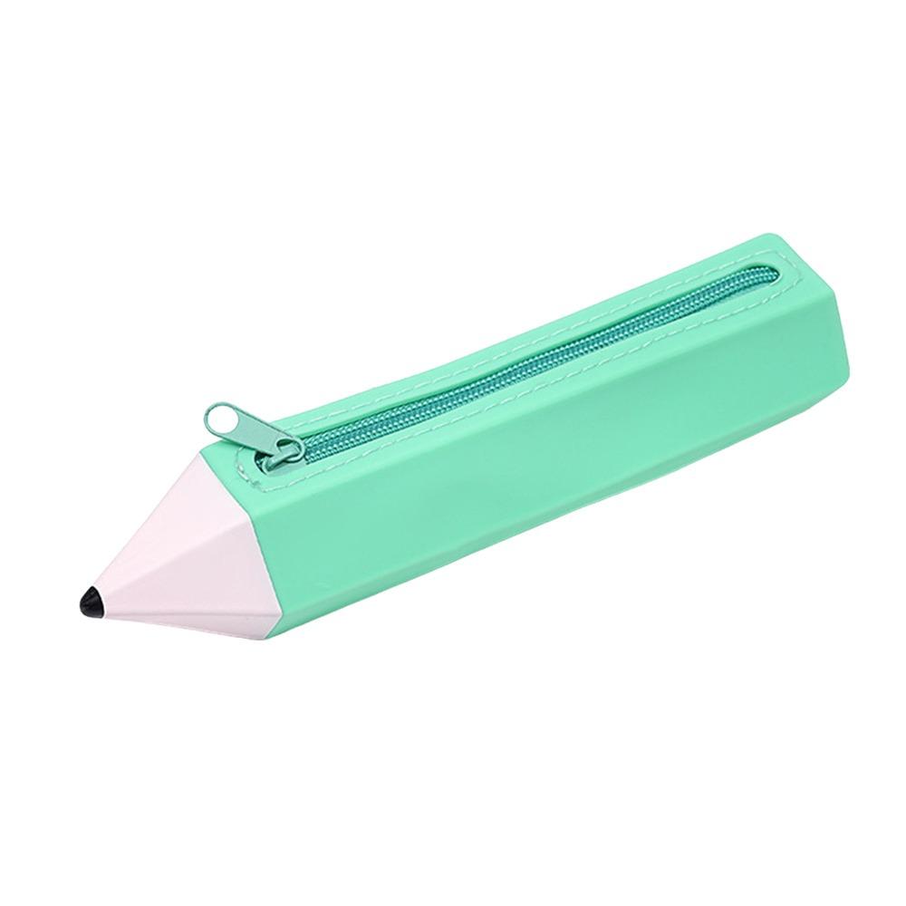 Large Capacity Pencil Case Pencil Shape Stationery Organizer Portable Pen Bag  Students зелёный