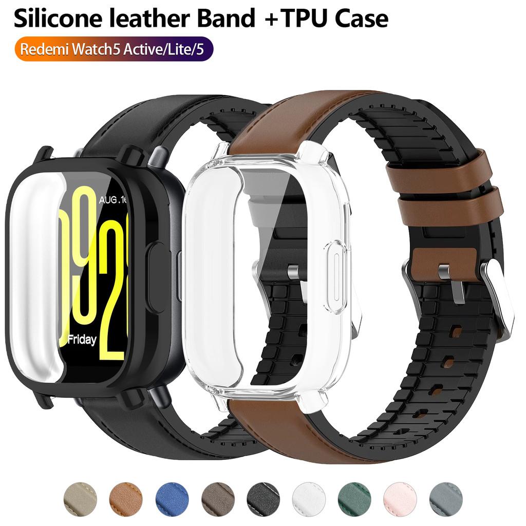 For Redmi Watch 5 Active Silicone Cover Sport Dermis For Redmi Watch 5Lite TPU Soft Shell and Leather Band Strap+Case