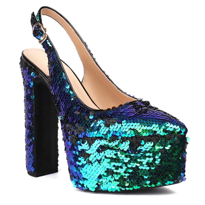 Luxussandalen Damen Sommerschuhe Plateau High Heels Slingback Gold Silber Pink Pumps Damen Hochzeit Tanz Stripperschuhe