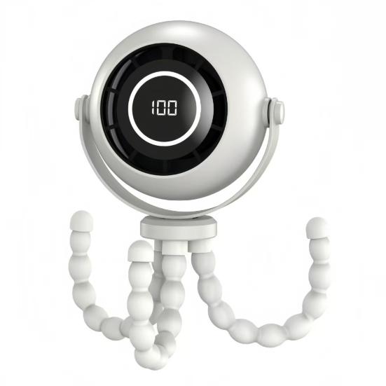 

Portable Stroller Fan 3 Speed Pinch-Proof Mini Baby Fan Rechargeable LED Display Car Seat Crib Travel Cooling Fan with Flexible светло-серый