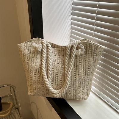 Bolsa de ombro feminina artesanal de palha de verão moda tecelagem alça superior grande capacidade bolsa tote de férias para mulheres