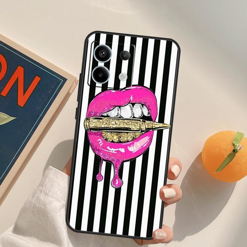 Sexy Lips KISS Funda For Xiaomi Redmi Note 9 10 11 12 13 14 Pro 9S 10S 11S 12S Redmi 13C 10C 12C 14C Case