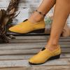 Comemore Wedge Heel Casual Single Shoes Women's Spring Autumn New Shallow Mouth Round Head Suede Flats Slip On Lightweight Shoes