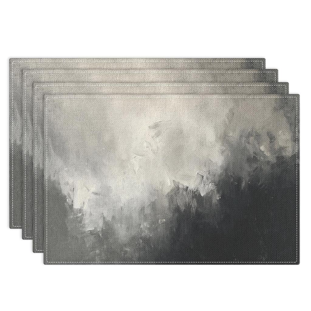 Farmhouse Placemats Set of 4, 12x18 Inch Modern Grey White and Yellow Art Painting Table Mats for Outdoor Home Party Kitchen Dining Decoration