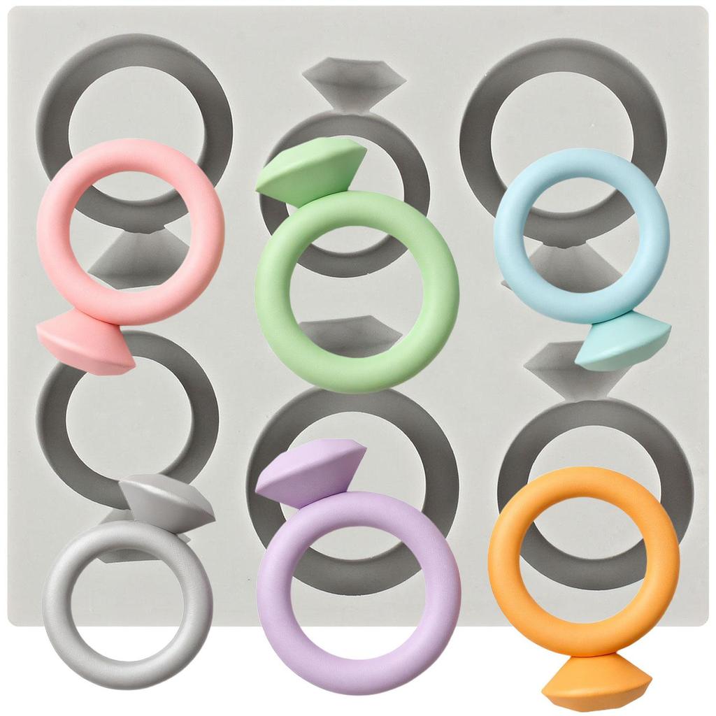 Diamond Ring Silicone Mold Wedding Engagement Ring Fondant Molds Cake Decorating Tools Cupcake Topper Candy Resin Clay Chocolate Gumpaste Mold
