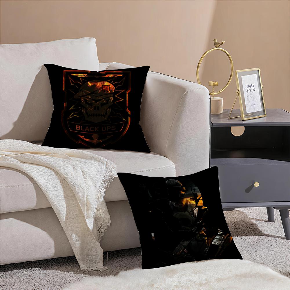 D-Duty-s Black Ops6 Cushion Cover Anti-dustmite Pillowcase Invisible Zipper Silky Short Plush Sofa Cushion Cover