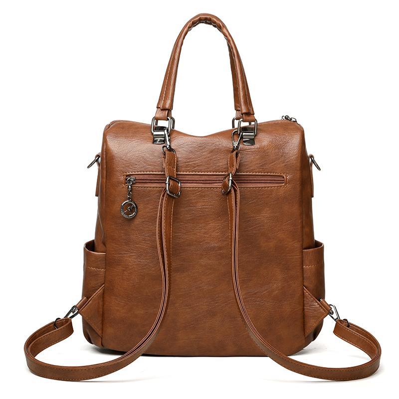 Multifunctional Backpack Women's Bag PU Shoulder Bag Solid Color Handbag