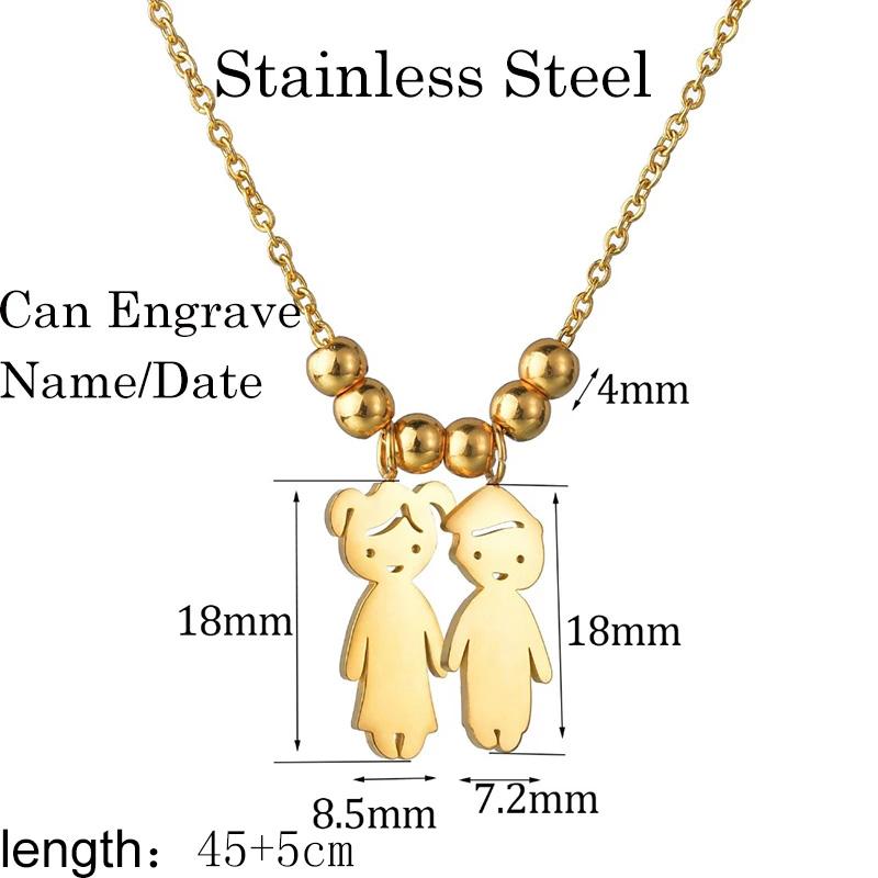 Nextvance Stainless Steel Date Child Baby Boy Girl Engrave Necklace Family Gold Color Pendant for Birthday Memorial Gift