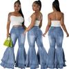 European & American Fashion Wide-Leg Stretch Denim Flare Pants