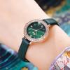 High-value Round Fashion Atmosphere Diamond-encrusted Waterproof Quartz Watch Simple Leather Business Rose Gold