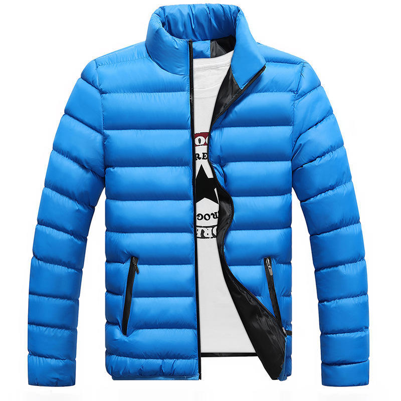 Spring and Autumn Stand Collar Jacket, Casual Men's Cotton Jacket, Waterproof Zipper, Solid Color, Large Size Men's Coat