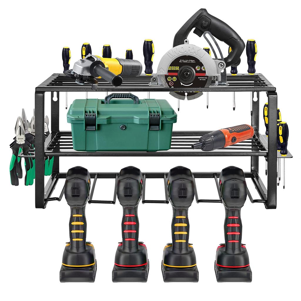 Rxakuded Power Tool Storage Cabinet for Power Tools and Iron Tool Multifunctional for Power Tools and Drills Drills, 3-Tier Wall-Mounted Storage,