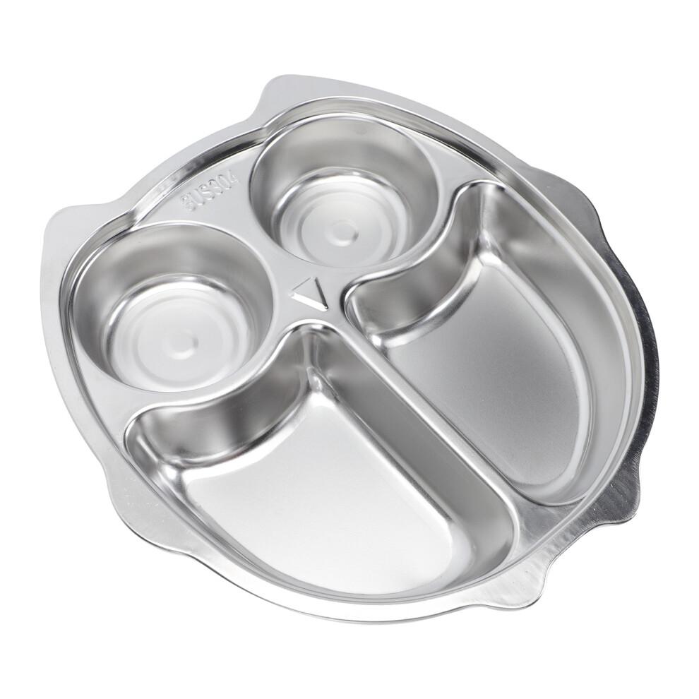 Stainless Steel Snack Plate Toddlers Divided Silver 1pc