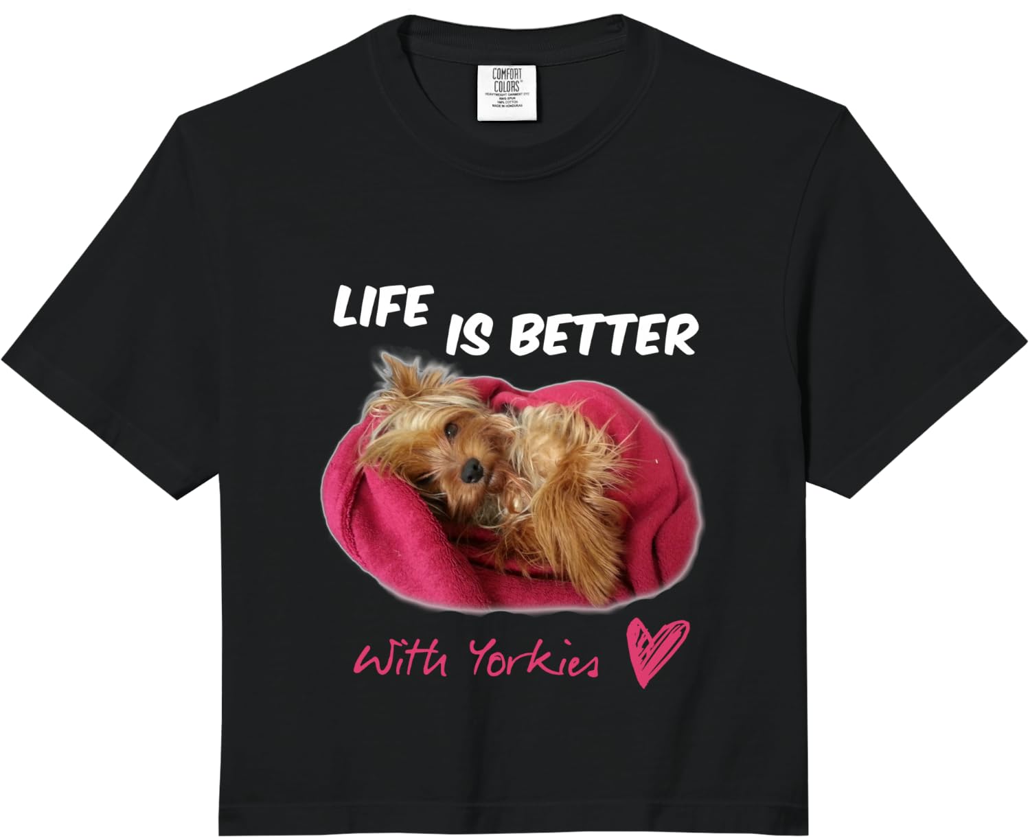 Life is Better with Yorkies Yorkshire Terrier Comfort Colors Crop Top Unisex T-Shirt M