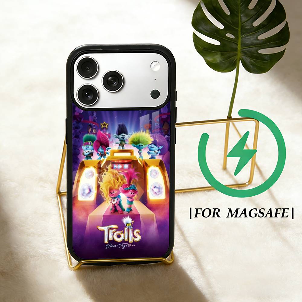 

Cartoon T-Trolls Band T-Together Phone Case For iPhone 17 16 15 14 13 12 Pro Max Plus for Magsafe Mirr Wireless Magnetic Cover iPhone17