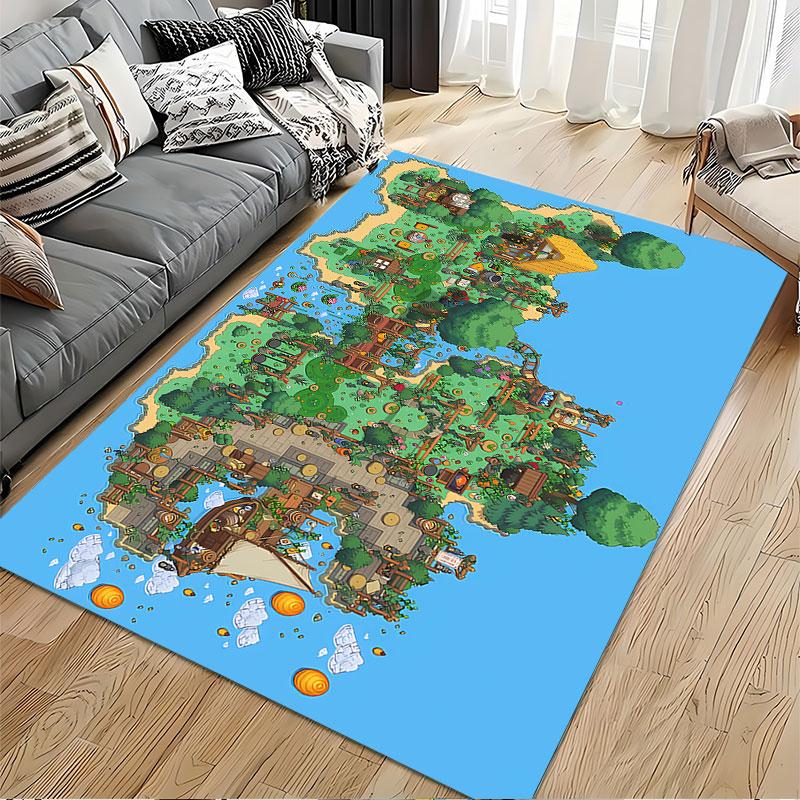 Cartoon Pirate Island Map Carpet suitable as a non-slip mat for the living room or bedroom sofa