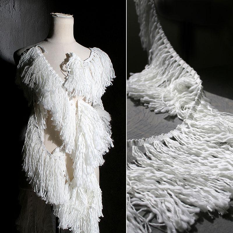 90x16cm Creative Coarse Tassel Wave Woolen Fabric Handmade DIY Decoration Exaggerated Clothing Coat Jacket Designer Fabric