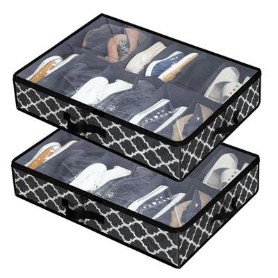 Shoes Storage Bag Collapsible Shoe Boot Container with Handles Large Capacity Multiple Compartments Foldable Design Shoes Organizer