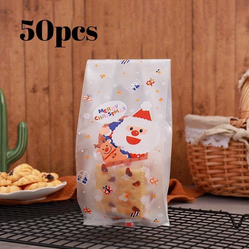 

50pcs Cute Snowman Plastic Gift Bags Cookie Candy Packaging Bag Christmas Biscuits Packing Party Decoration Navidad 2025 8.5x22x6cm белый