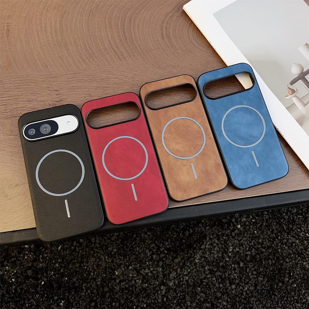 For Google Pixel 10 Pro/Pixel 10 Case Compatible with MagSafe Crazy Horse Texture Leather Back Phone Cover