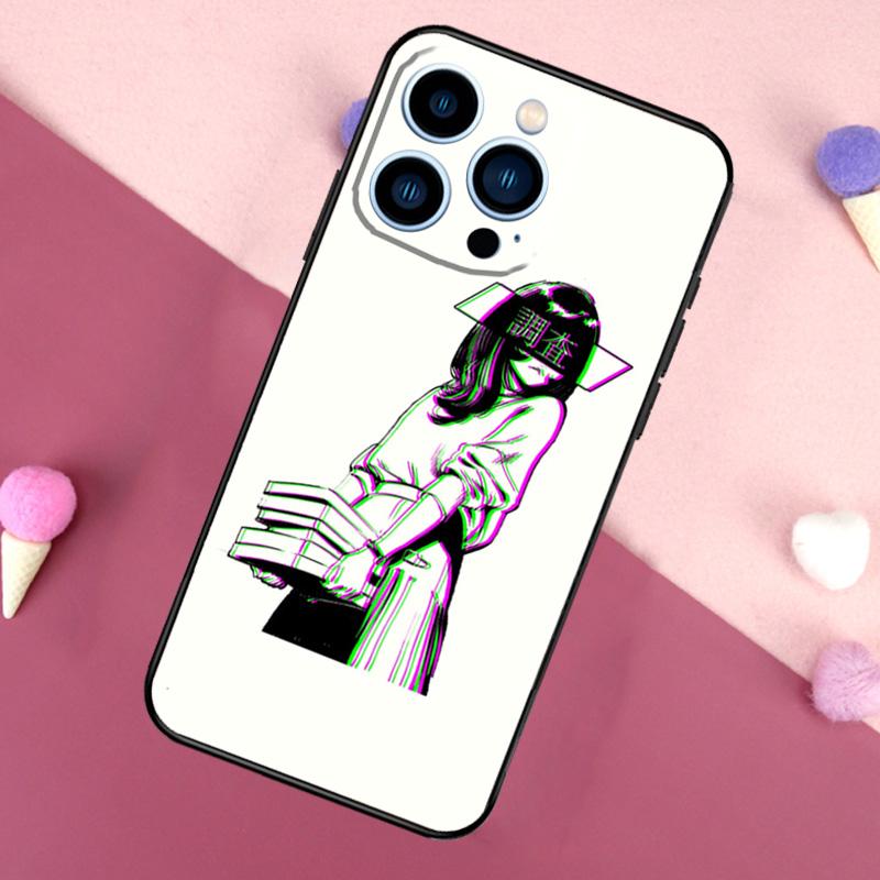 Sad Japanese Aesthetic Art Case For iPhone 16 Pro Max 11 12 13 Mini 14 15 Pro Max 16 Plus XR 16e Phone Back Cover