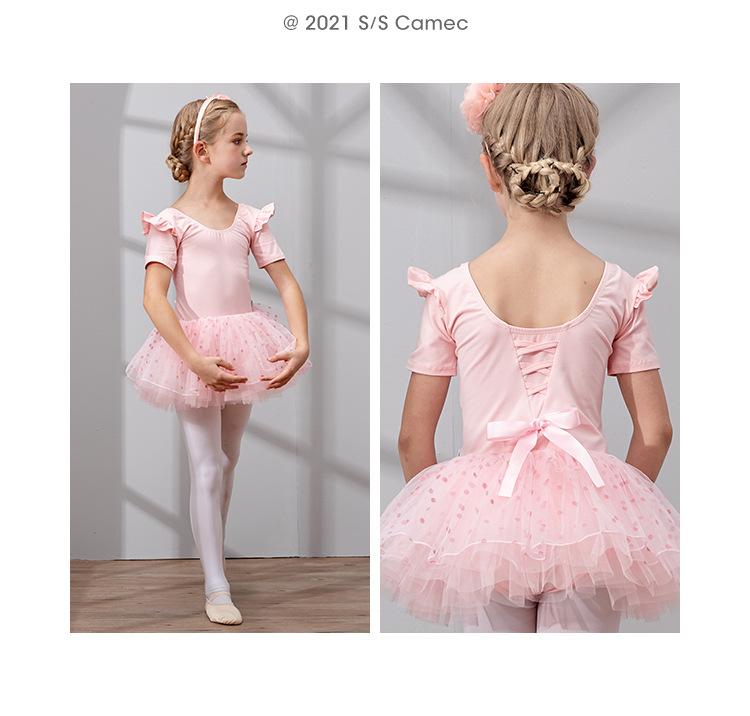 Girls Ballet Dance Tutu Dress Kids Short /Long Sleeves Tulle Bowknot Skate Gymnastics Christmas Birthday Party Leotard Dancewear