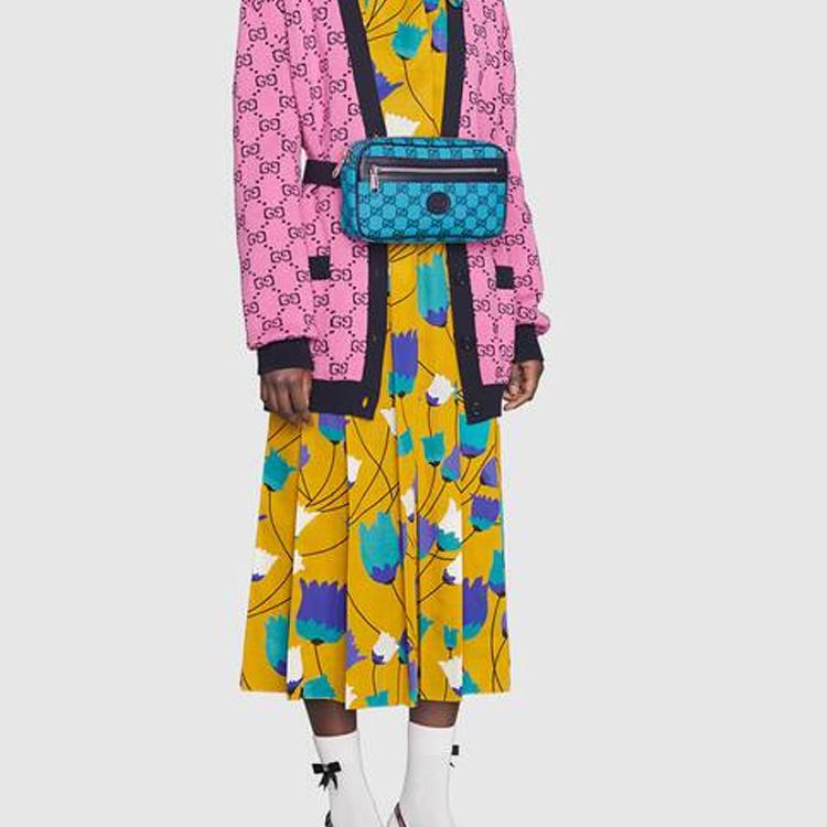 Gucci GG Vícebarevné Logo Plátěná Taška přes Hrudník Unisex Tašky Modrá Tmavě Modrá 658657-2UZAN-4487