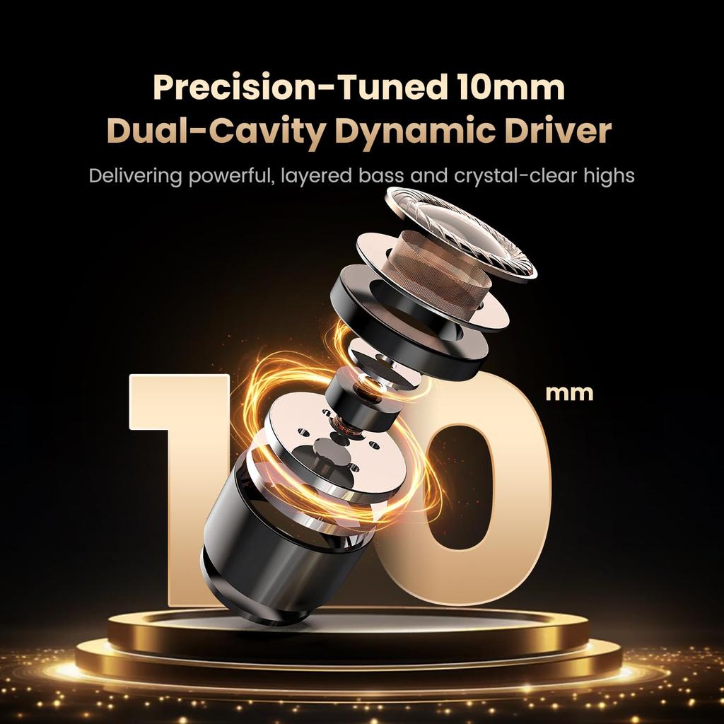 HIDIZS MK10 ArcSonics Silicon Carbide 10mm Dual Magnetic Circuit Dual Cavity Dynamic Three Tuning 6 Tone Zinc Alloy Steel In-Ear Monitors, Diaphragm,