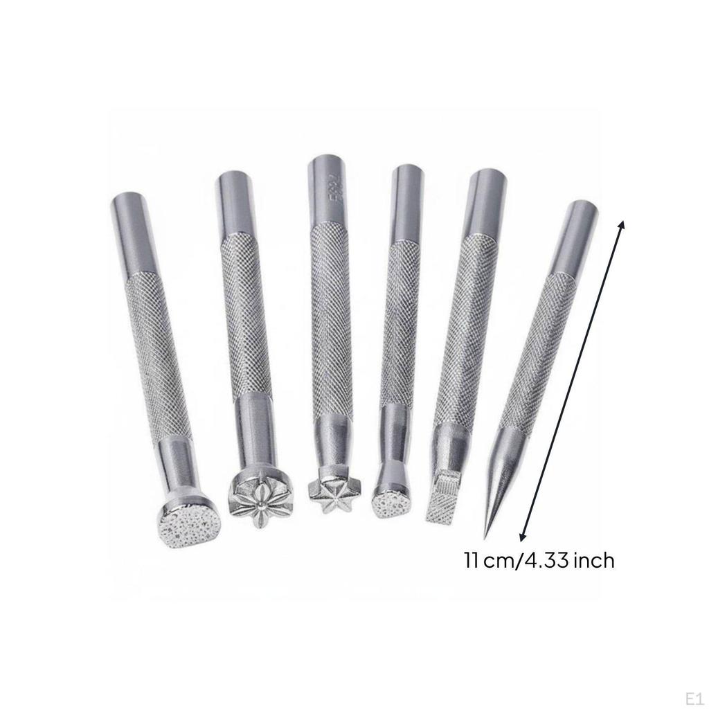 6 Pieces Leathercraft Stamping Tools DIY Craft Leather Stamp Tool Set Clear Patterns Carving