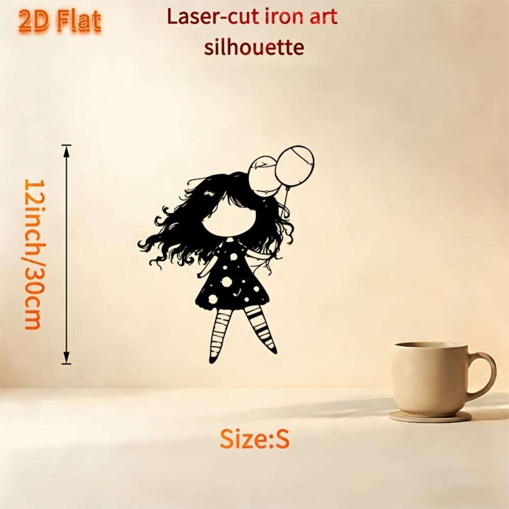 

Flat Metal Wall Art Girl Balloons 1pc Iron Panel Kids Room Decor Birthday Gift Childrens Day Present Bedroom Mural Fence Decoration Size/S 30cm/12inch