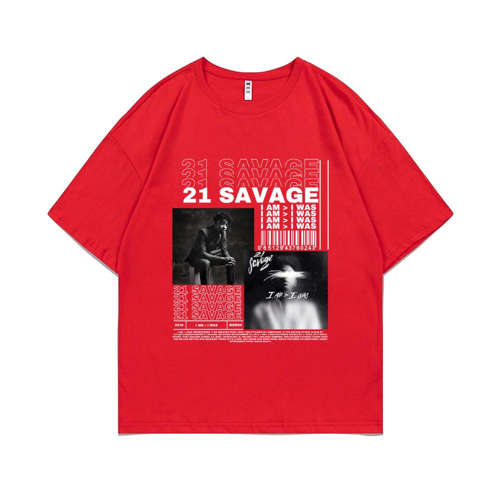 Rapper 21 Savage I Am I Was Music Album Graphic T-shirt Unisex Hip Hop T Shirts Male Vintage Casual Tshirt Unisex Fashion Streetwear S