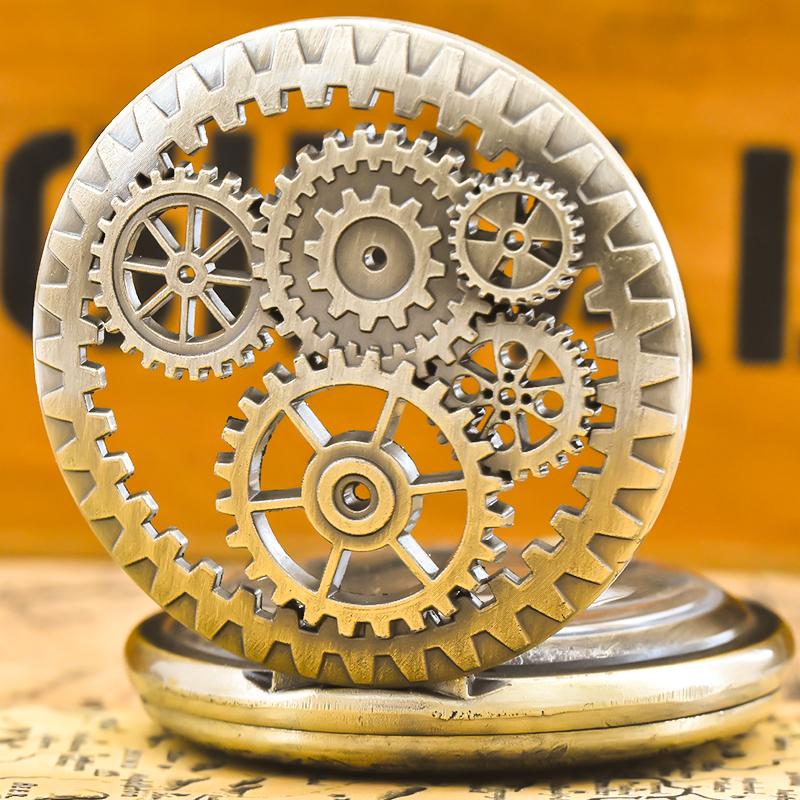 Stary Mosiężny Steampunkowy Pusty Kwarcowy Zegarek Kieszonkowy Naszyjnik Wisiorek Zegar Łańcuszek Mężczyźni Kobiety Prezent