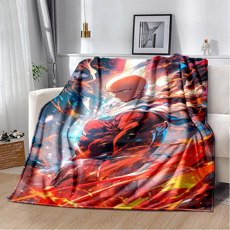 3D One Punch Man Saitama Cartoon Anime Soft Blanket,Soft Throw Blanket for Home Bedroom Bed Sofa Travel Cover Child Gift