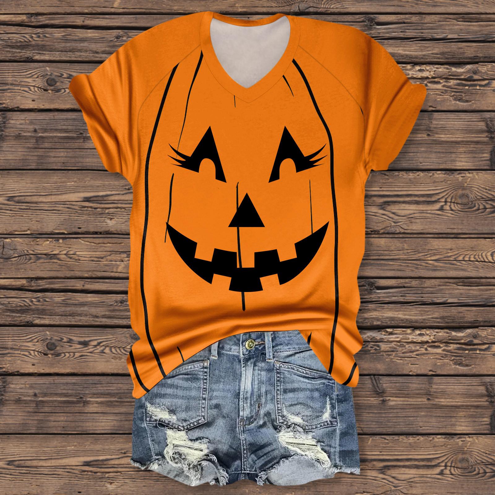 

Женская мода повседневная рубашка с рукавом три четверти и принтом букв на Хэллоуин XL