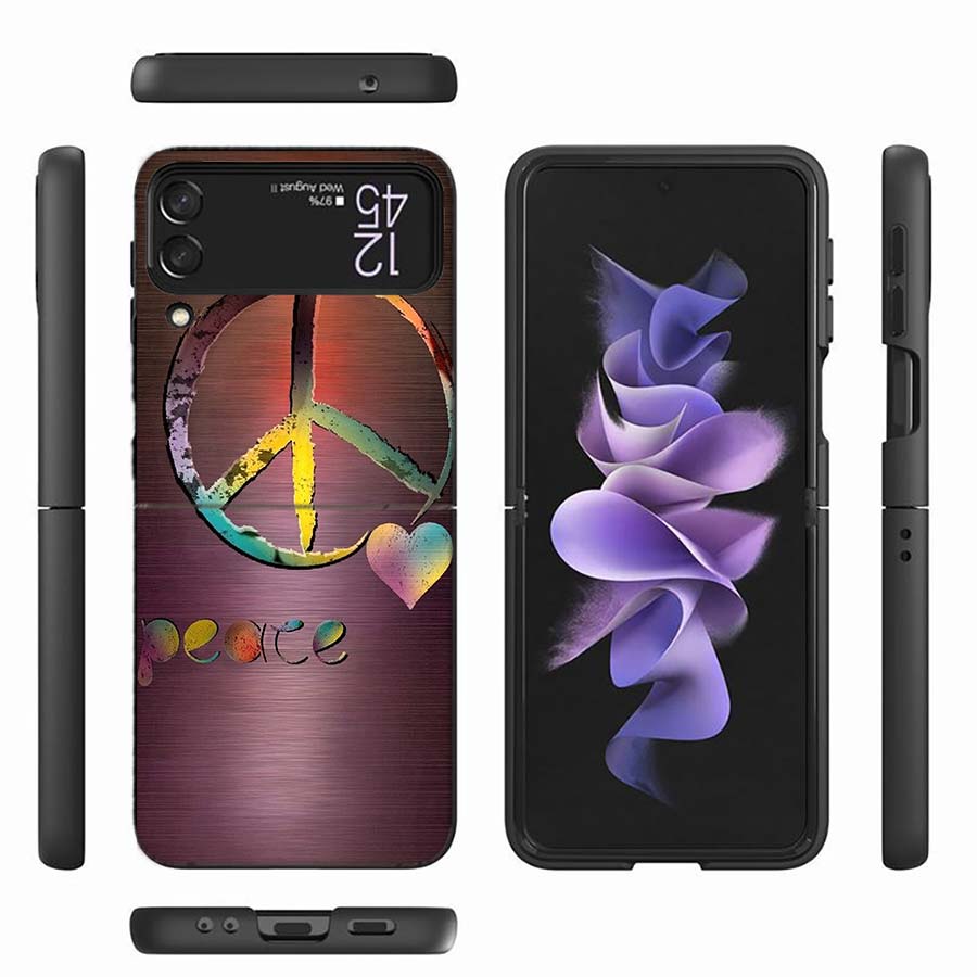 Hippie Peace Bus and Sunflower Phone Case For Samsung Z Flip 6 7 5G Z Flip 5 Galaxy Z Flip 3 4 5G ZFlip Shockproof Hard Cover TP