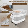 Collapsible Cat Dog Food Storage Container Large Capacity Moisture-proof Kitchen Grain Rice Storage Boxes with Removable Wheel