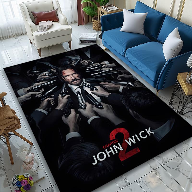 1pc John Wick Movie Poster Rug, Comfortable Printed Home Area Carpet, Cozy Office Chair Rug