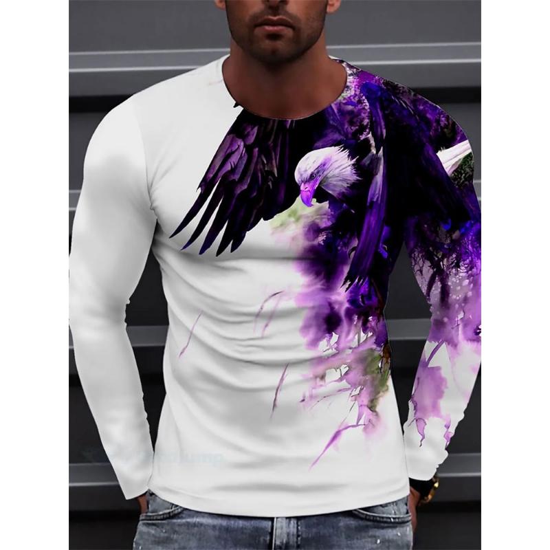 3D Wolf Print Autumn And Winter Men's Top Daily Casual Men's Long Sleeve T-shirt Outdoor Street Fashion Men's Long Sleeve Top