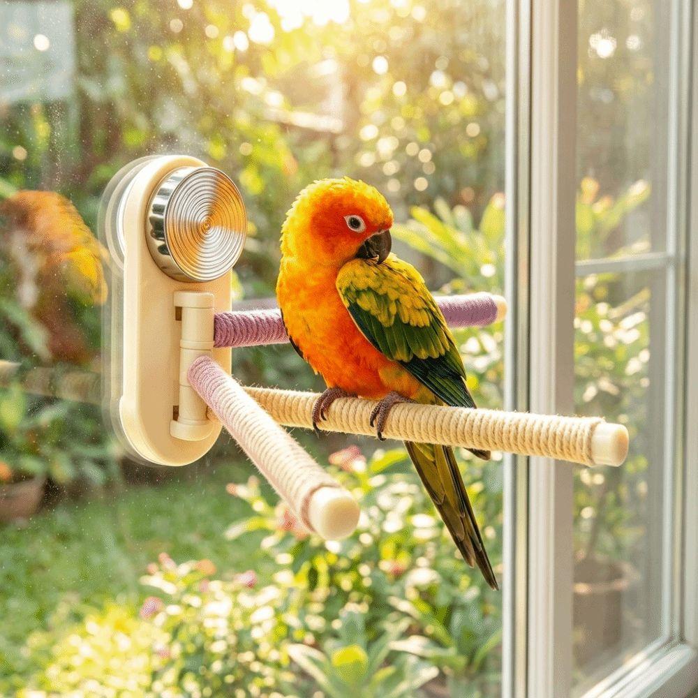 Suction Cup Parrot Rotating Stand Anti Slip Reptile Climbing Rack Pet Interactive